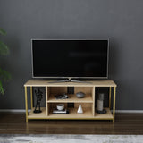Comodă TV Rinaldo, Diverse culori, 120x35x51 cm - Auriu - Stejar | SKU: 322RTC2223 | Comodă TV Rinaldo, 120x35x51 cm, varianta Auriu - Stejar, produs pentru amenajarea locuinței, disponibil online în România la CasaMob