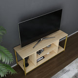 Comodă TV Rinaldo, Diverse culori, 120x35x51 cm - Auriu - Stejar | SKU: 322RTC2223 | Comodă TV Rinaldo, 120x35x51 cm, varianta Auriu - Stejar, produs pentru amenajarea locuinței, disponibil online în România la CasaMob