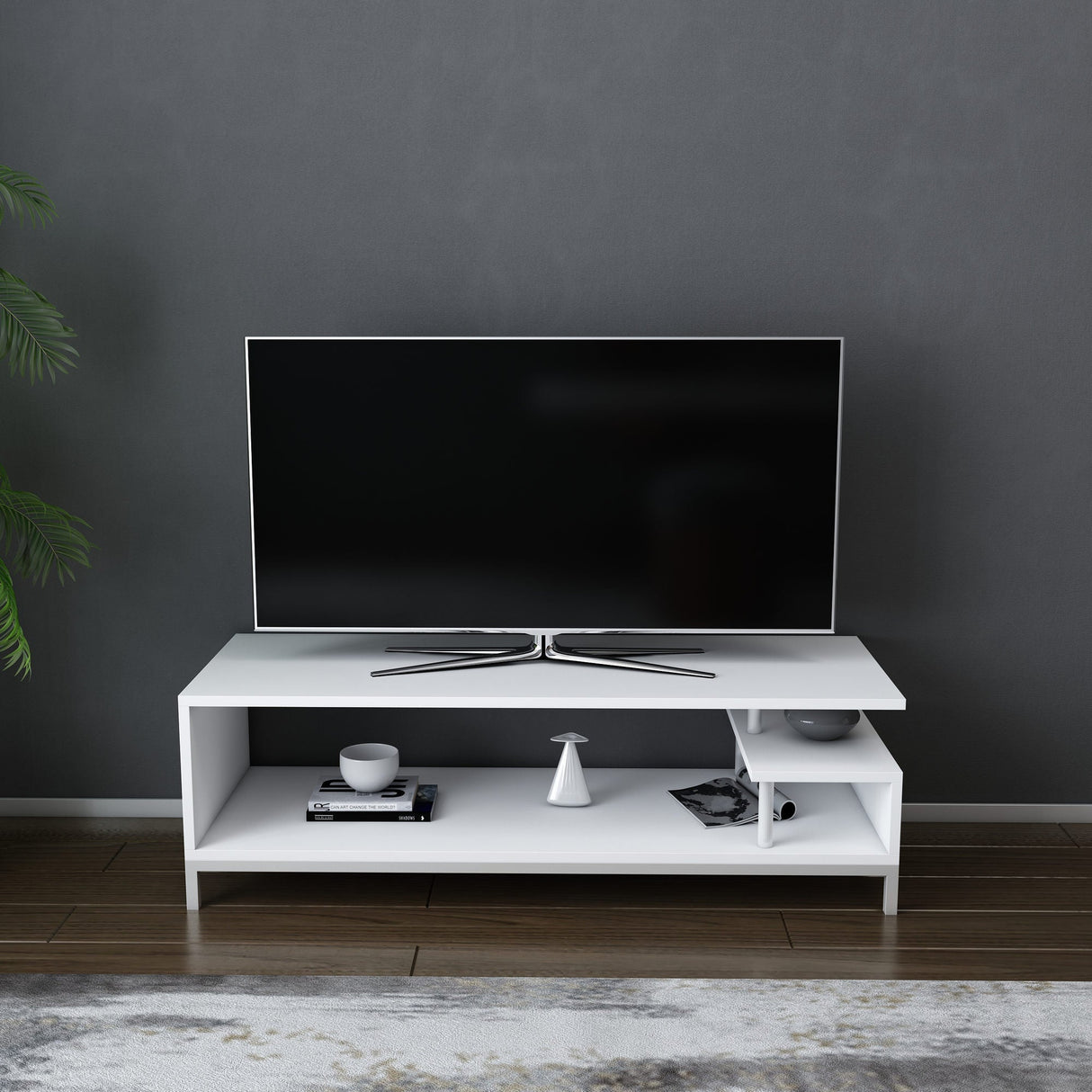 Comodă TV Reilly, Diverse culori, 120x45x38 cm - Alb | SKU: 322RTC2230 | Comodă TV Reilly, 120x45x38 cm, varianta Alb, produs pentru amenajarea locuinței, disponibil online în România la CasaMob