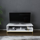Comodă TV Reilly, Diverse culori, 120x45x38 cm - Auriu - Alb | SKU: 322RTC2234 | Comodă TV Reilly, 120x45x38 cm, varianta Auriu - Alb, produs pentru amenajarea locuinței, disponibil online în România la CasaMob