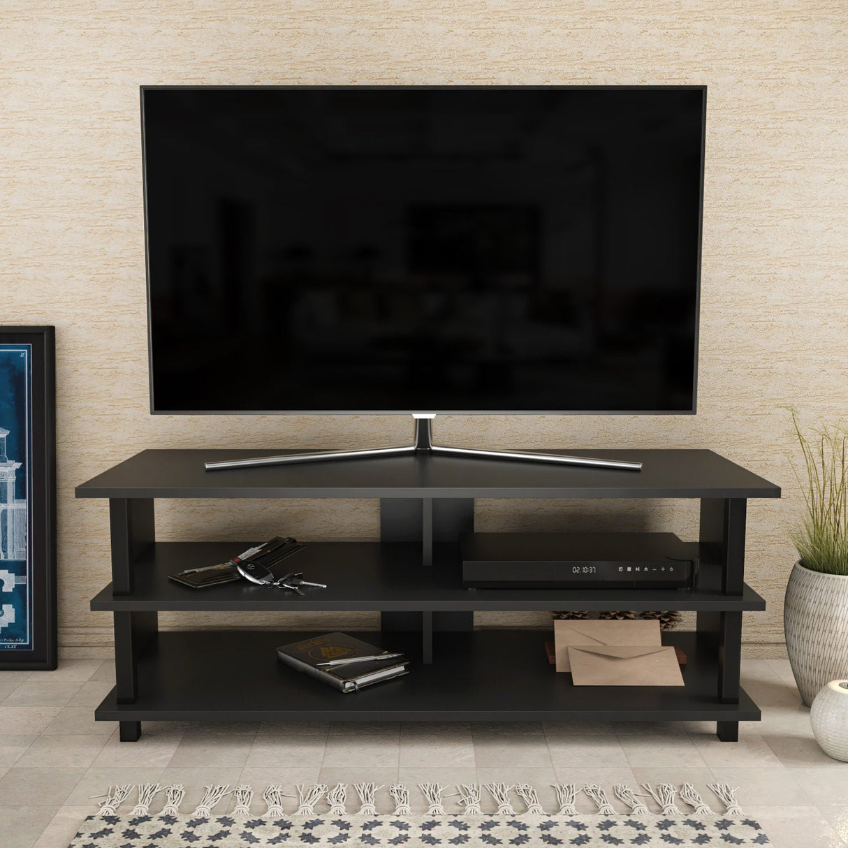 Comodă TV Pueblo, Diverse culori, 120x45x47 cm - Negru - Antracit | SKU: 322RTC2240 | Comodă TV Pueblo, 120x45x47 cm, varianta Negru - Antracit, produs pentru amenajarea locuinței, disponibil online în România la CasaMob