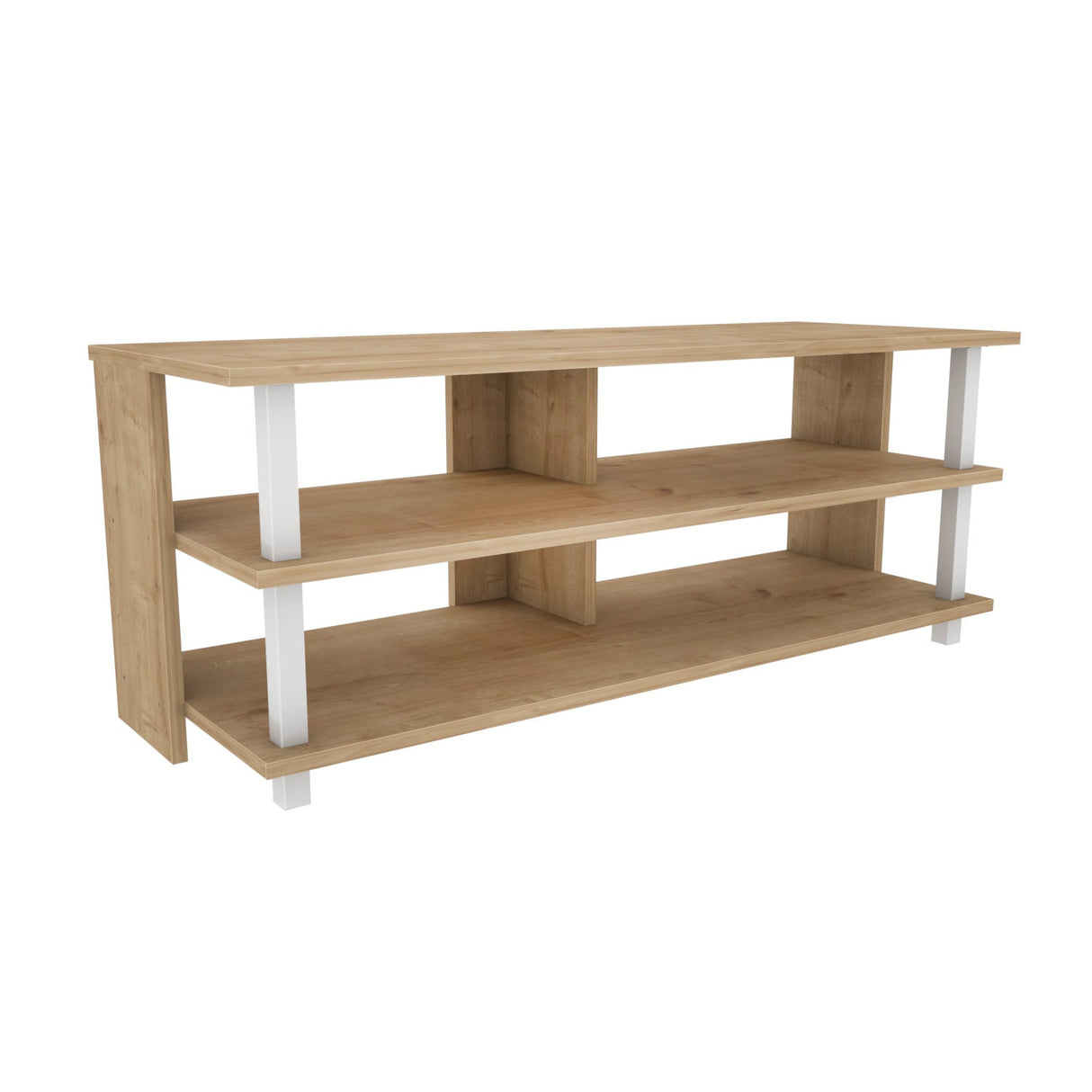 Comodă TV Pueblo, Diverse culori, 120x45x47 cm - Alb - Stejar | SKU: 322RTC2243 | Comodă TV Pueblo, 120x45x47 cm, varianta Alb - Stejar, produs pentru amenajarea locuinței, disponibil online în România la CasaMob