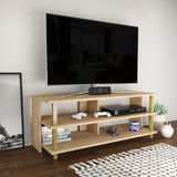 Comodă TV Pueblo, Diverse culori, 120x45x47 cm - Auriu - Stejar | SKU: 322RTC2247 | Comodă TV Pueblo, 120x45x47 cm, varianta Auriu - Stejar, produs pentru amenajarea locuinței, disponibil online în România la CasaMob