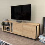 Comodă TV Primrose, Diverse culori, 160x35x51 cm - Negru - Stejar | SKU: 322RTC2251 | Comodă TV Primrose, 160x35x51 cm, varianta Negru - Stejar, produs pentru amenajarea locuinței, disponibil online în România la CasaMob