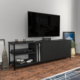Comodă TV Primrose, Diverse culori, 160x35x51 cm - Negru - Antracit | SKU: 322RTC2252 | Comodă TV Primrose, 160x35x51 cm, varianta Negru - Antracit, produs pentru amenajarea locuinței, disponibil online în România la CasaMob