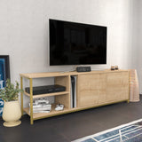 Comodă TV Primrose, Diverse culori, 160x35x51 cm - Stejar - Auriu | SKU: 322RTC2259 | Comodă TV Primrose, 160x35x51 cm, varianta Stejar - Auriu, produs pentru amenajarea locuinței, disponibil online în România la CasaMob