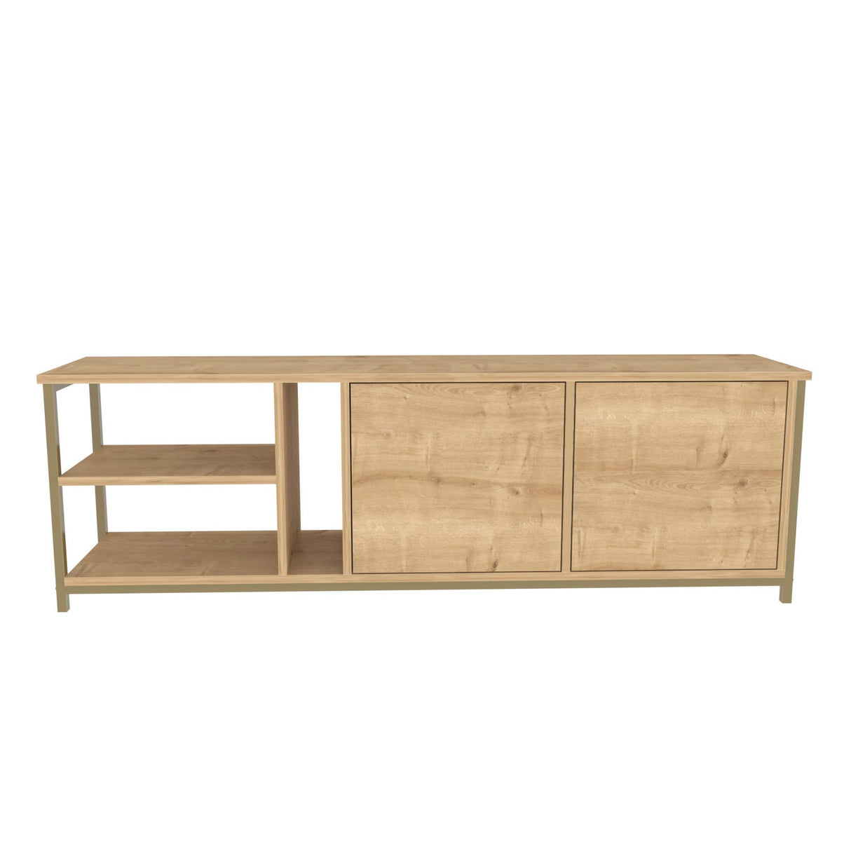 Comodă TV Primrose, Diverse culori, 160x35x51 cm - Stejar - Auriu | SKU: 322RTC2259 | Comodă TV Primrose, 160x35x51 cm, varianta Stejar - Auriu, produs pentru amenajarea locuinței, disponibil online în România la CasaMob