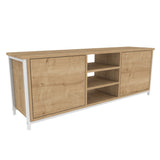Comodă TV Otis, Diverse culori, 140x35x51 cm - Alb - Stejar | SKU: 322RTC2267 | Comodă TV Otis, 140x35x51 cm, varianta Alb - Stejar, produs pentru amenajarea locuinței, disponibil online în România la CasaMob