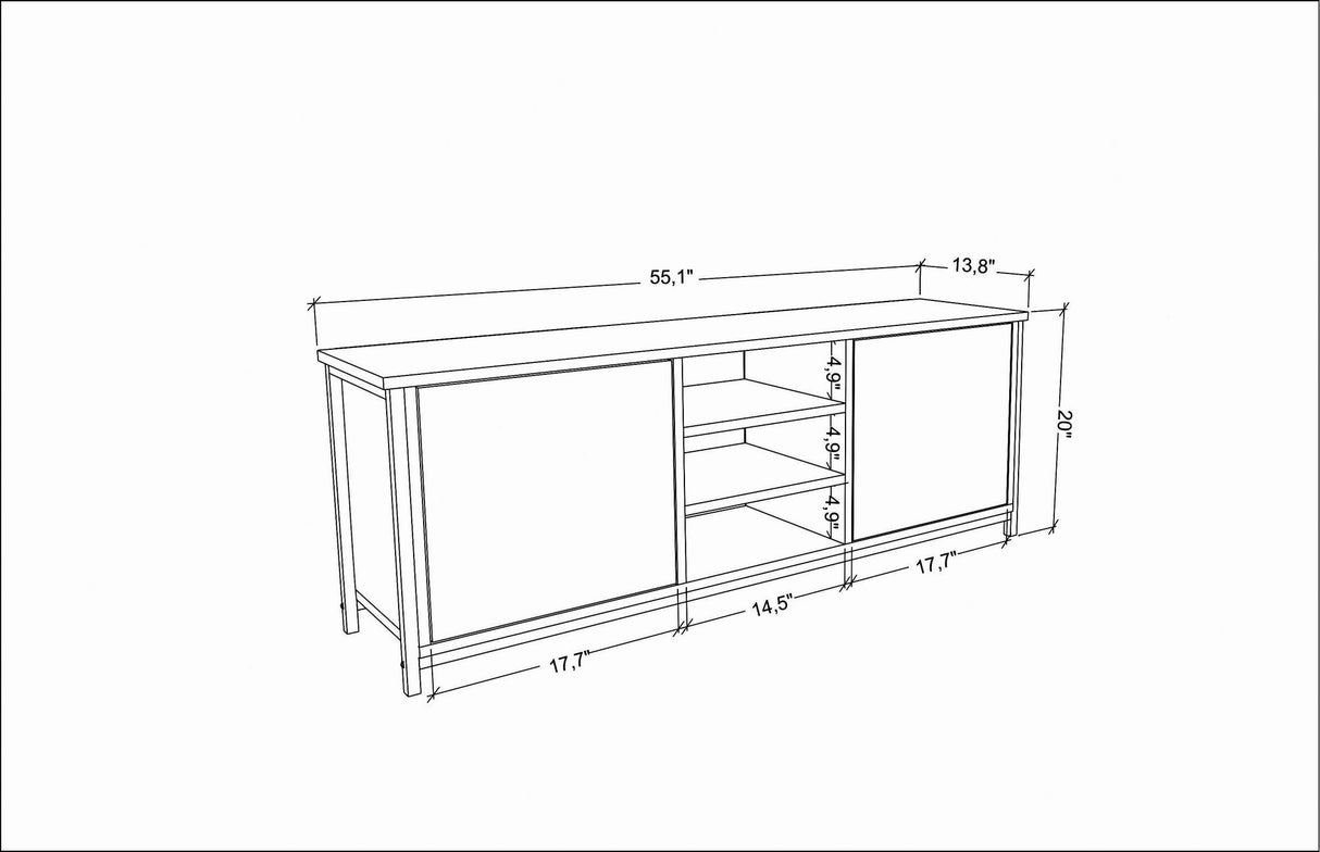 Comodă TV Otis, Diverse culori, 140x35x51 cm - Alb - Stejar | SKU: 322RTC2267 | Comodă TV Otis, 140x35x51 cm, varianta Alb - Stejar, produs pentru amenajarea locuinței, disponibil online în România la CasaMob
