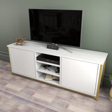 Comodă TV Otis, Diverse culori, 140x35x51 cm - Auriu - Alb | SKU: 322RTC2270 | Comodă TV Otis, 140x35x51 cm, varianta Auriu - Alb, produs pentru amenajarea locuinței, disponibil online în România la CasaMob