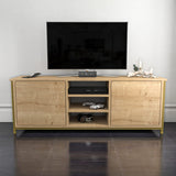 Comodă TV Otis, Diverse culori, 140x35x51 cm - Auriu - Stejar | SKU: 322RTC2271 | Comodă TV Otis, 140x35x51 cm, varianta Auriu - Stejar, produs pentru amenajarea locuinței, disponibil online în România la CasaMob