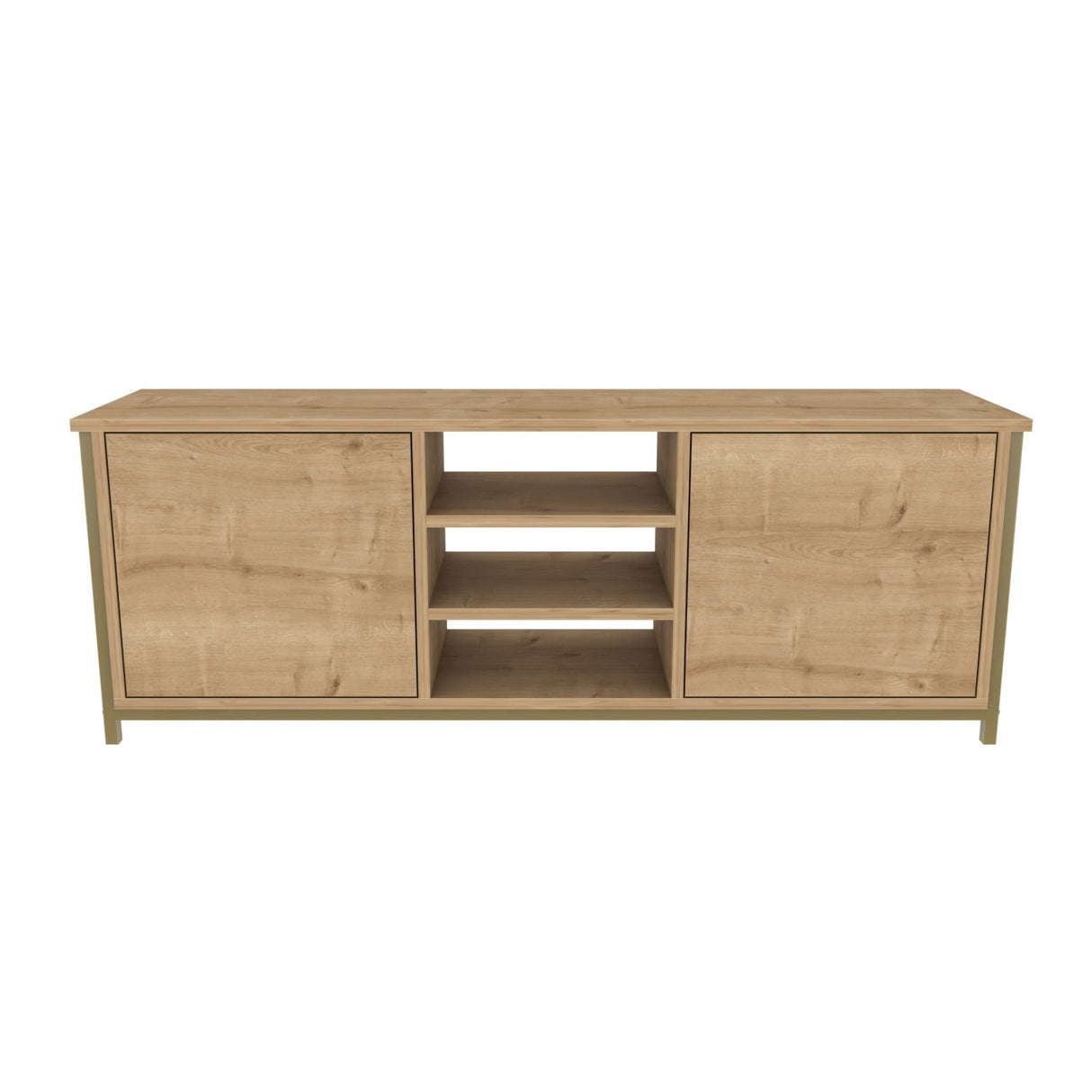 Comodă TV Otis, Diverse culori, 140x35x51 cm - Auriu - Stejar | SKU: 322RTC2271 | Comodă TV Otis, 140x35x51 cm, varianta Auriu - Stejar, produs pentru amenajarea locuinței, disponibil online în România la CasaMob