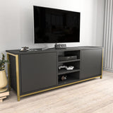 Comodă TV Otis, Diverse culori, 140x35x51 cm - Auriu - Antracit | SKU: 322RTC2272 | Comodă TV Otis, 140x35x51 cm, varianta Auriu - Antracit, produs pentru amenajarea locuinței, disponibil online în România la CasaMob