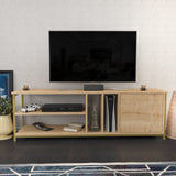 Comodă TV Oneida, Diverse culori, 140x35x51 cm - Auriu - Stejar | SKU: 322RTC2283 | Comodă TV Oneida, 140x35x51 cm, varianta Auriu - Stejar, produs pentru amenajarea locuinței, disponibil online în România la CasaMob
