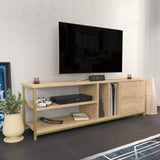 Comodă TV Oneida, Diverse culori, 140x35x51 cm - Auriu - Stejar | SKU: 322RTC2283 | Comodă TV Oneida, 140x35x51 cm, varianta Auriu - Stejar, produs pentru amenajarea locuinței, disponibil online în România la CasaMob