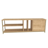 Comodă TV Oneida, Diverse culori, 140x35x51 cm - Auriu - Stejar | SKU: 322RTC2283 | Comodă TV Oneida, 140x35x51 cm, varianta Auriu - Stejar, produs pentru amenajarea locuinței, disponibil online în România la CasaMob