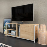 Comodă TV Neola, Diverse culori, 120x35x51 cm - Alb - Stejar | SKU: 322RTC2291 | Comodă TV Neola, 120x35x51 cm, varianta Alb - Stejar, produs pentru amenajarea locuinței, disponibil online în România la CasaMob