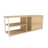Comodă TV Neola, Diverse culori, 120x35x51 cm - Alb - Stejar | SKU: 322RTC2291 | Comodă TV Neola, 120x35x51 cm, varianta Alb - Stejar, produs pentru amenajarea locuinței, disponibil online în România la CasaMob