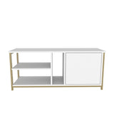 Comodă TV Neola, Diverse culori, 120x35x51 cm - Auriu - Alb | SKU: 322RTC2294 | Comodă TV Neola, 120x35x51 cm, varianta Auriu - Alb, produs pentru amenajarea locuinței, disponibil online în România la CasaMob
