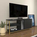 Comodă TV Neola, Diverse culori, 120x35x51 cm - Auriu - Antracit | SKU: 322RTC2296 | Comodă TV Neola, 120x35x51 cm, varianta Auriu - Antracit, produs pentru amenajarea locuinței, disponibil online în România la CasaMob