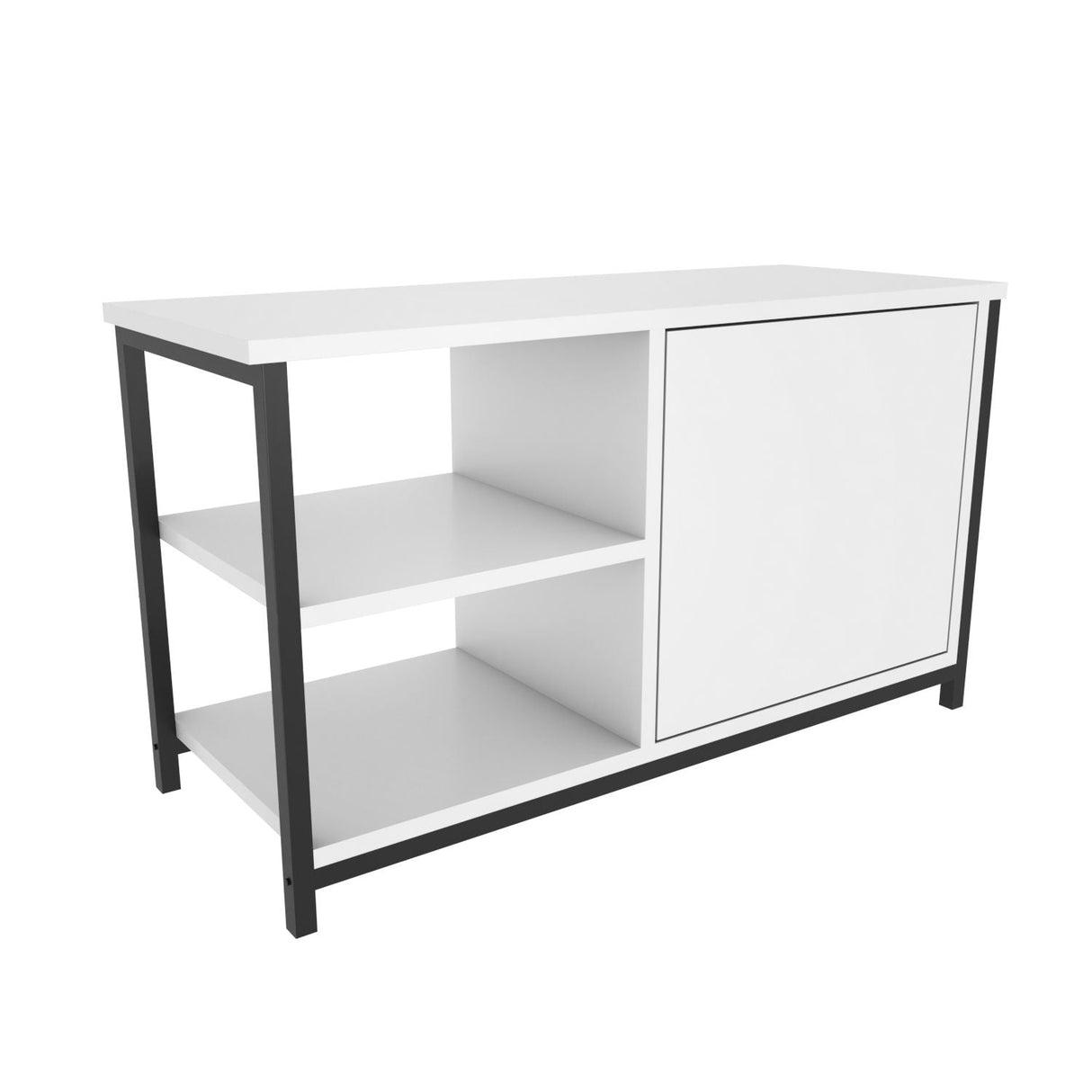 Comodă TV Muskegon, Diverse culori, 90x35x51 cm - Negru - Alb | SKU: 322RTC2298 | Comodă TV Muskegon, 90x35x51 cm, varianta Negru - Alb, produs pentru amenajarea locuinței, disponibil online în România la CasaMob