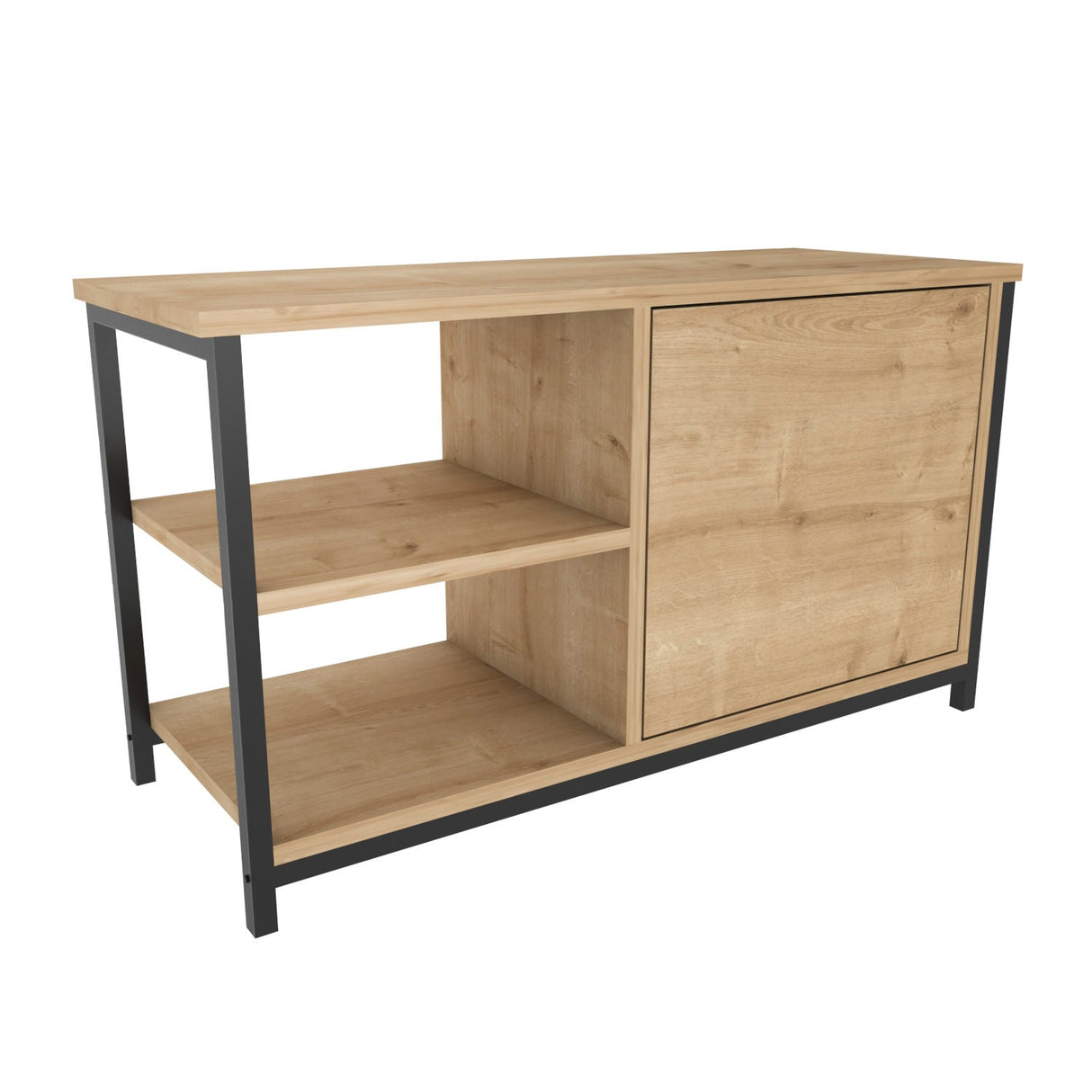 Comodă TV Muskegon, Diverse culori, 90x35x51 cm - Negru - Stejar | SKU: 322RTC2299 | Comodă TV Muskegon, 90x35x51 cm, varianta Negru - Stejar, produs pentru amenajarea locuinței, disponibil online în România la CasaMob