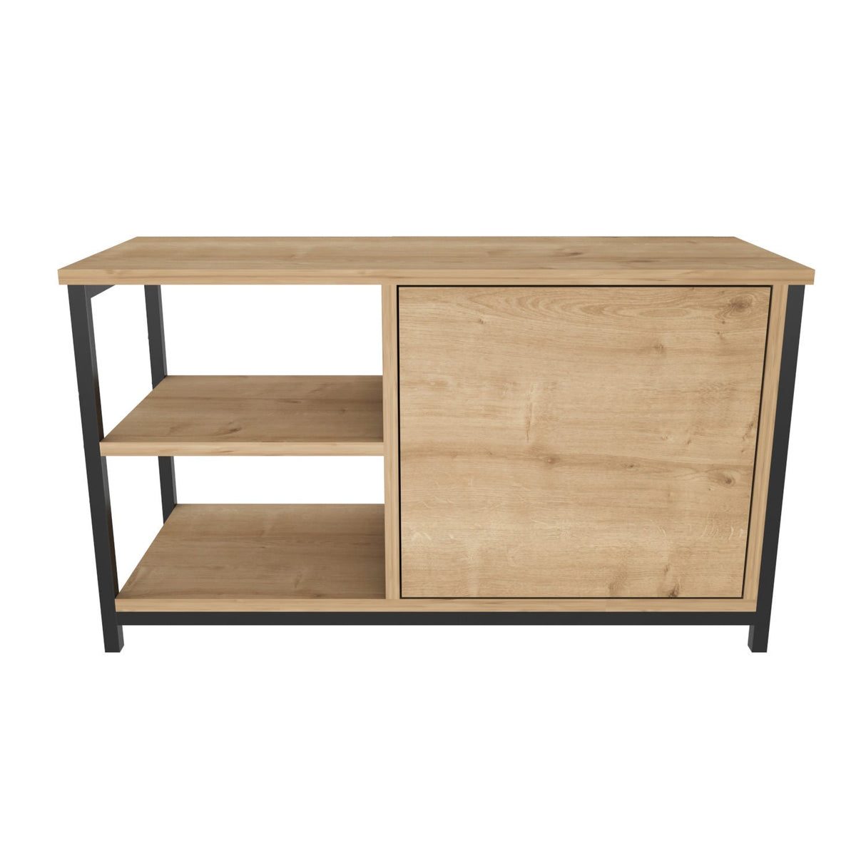 Comodă TV Muskegon, Diverse culori, 90x35x51 cm - Negru - Stejar | SKU: 322RTC2299 | Comodă TV Muskegon, 90x35x51 cm, varianta Negru - Stejar, produs pentru amenajarea locuinței, disponibil online în România la CasaMob