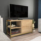Comodă TV Muskegon, Diverse culori, 90x35x51 cm - Auriu - Stejar | SKU: 322RTC2308 | Comodă TV Muskegon, 90x35x51 cm, varianta Auriu - Stejar, produs pentru amenajarea locuinței, disponibil online în România la CasaMob