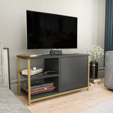 Comodă TV Muskegon, Diverse culori, 90x35x51 cm - Auriu - Antracit | SKU: 322RTC2309 | Comodă TV Muskegon, 90x35x51 cm, varianta Auriu - Antracit, produs pentru amenajarea locuinței, disponibil online în România la CasaMob