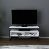 Comodă TV Merrion, Diverse culori, 110x35x50 cm - Negru - Alb | SKU: 322RTC2323 | Comodă TV Merrion, 110x35x50 cm, varianta Negru - Alb, produs pentru amenajarea locuinței, disponibil online în România la CasaMob