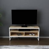 Comodă TV Merrion, Diverse culori, 110x35x50 cm - Alb - Stejar | SKU: 322RTC2328 | Comodă TV Merrion, 110x35x50 cm, varianta Alb - Stejar, produs pentru amenajarea locuinței, disponibil online în România la CasaMob