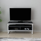 Comodă TV Merrion, Diverse culori, 110x35x50 cm - Alb - Antracit | SKU: 322RTC2329 | Comodă TV Merrion, 110x35x50 cm, varianta Alb - Antracit, produs pentru amenajarea locuinței, disponibil online în România la CasaMob