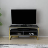 Comodă TV Merrion, Diverse culori, 110x35x50 cm - Auriu - Antracit | SKU: 322RTC2333 | Comodă TV Merrion, 110x35x50 cm, varianta Auriu - Antracit, produs pentru amenajarea locuinței, disponibil online în România la CasaMob