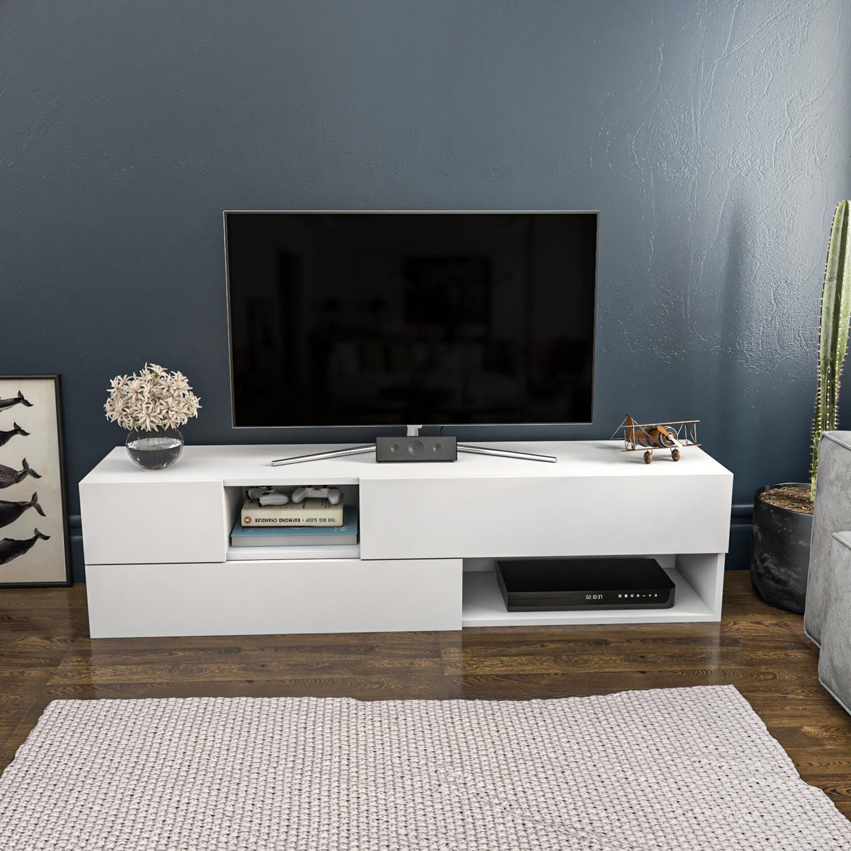 Comodă TV Morton, Diverse culori, 160x38x40 cm - Alb | SKU: 322RTC2335 | Comodă TV Morton, 160x38x40 cm, varianta Alb, produs pentru amenajarea locuinței, disponibil online în România la CasaMob