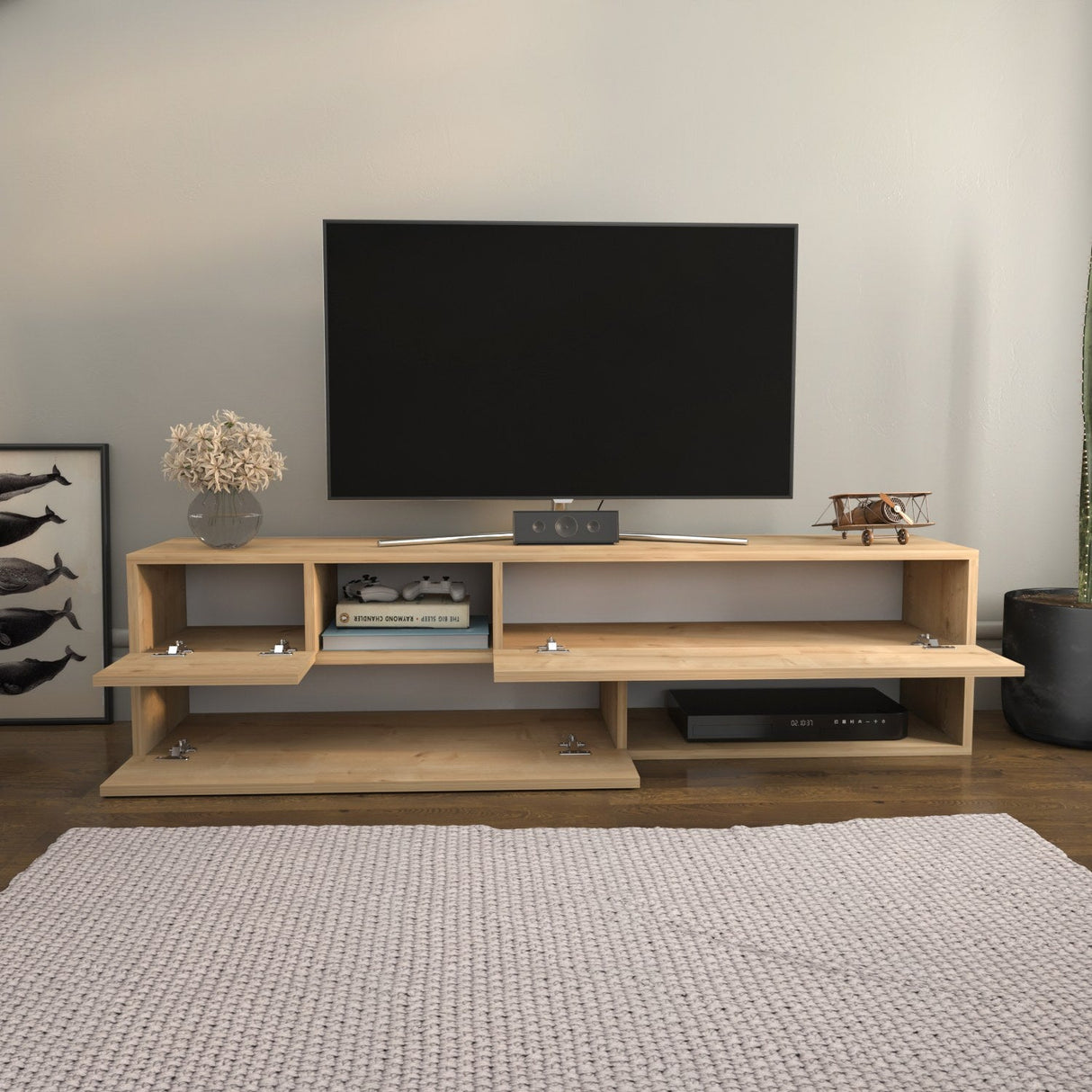 Comodă TV Morton, Diverse culori, 160x38x40 cm - Stejar | SKU: 322RTC2336 | Comodă TV Morton, 160x38x40 cm, varianta Stejar, produs pentru amenajarea locuinței, disponibil online în România la CasaMob