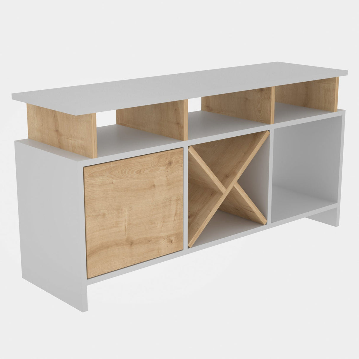 Comodă TV Auburn, Diverse culori, 120x30x61 cm - Alb - Stejar | SKU: 322RTC2365 | Comodă TV Auburn, 120x30x61 cm, varianta Alb - Stejar, produs pentru amenajarea locuinței, disponibil online în România la CasaMob