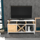 Comodă TV Auburn, Diverse culori, 120x30x61 cm - Alb - Stejar | SKU: 322RTC2365 | Comodă TV Auburn, 120x30x61 cm, varianta Alb - Stejar, produs pentru amenajarea locuinței, disponibil online în România la CasaMob