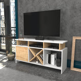 Comodă TV Auburn, Diverse culori, 120x30x61 cm - Alb - Stejar | SKU: 322RTC2365 | Comodă TV Auburn, 120x30x61 cm, varianta Alb - Stejar, produs pentru amenajarea locuinței, disponibil online în România la CasaMob