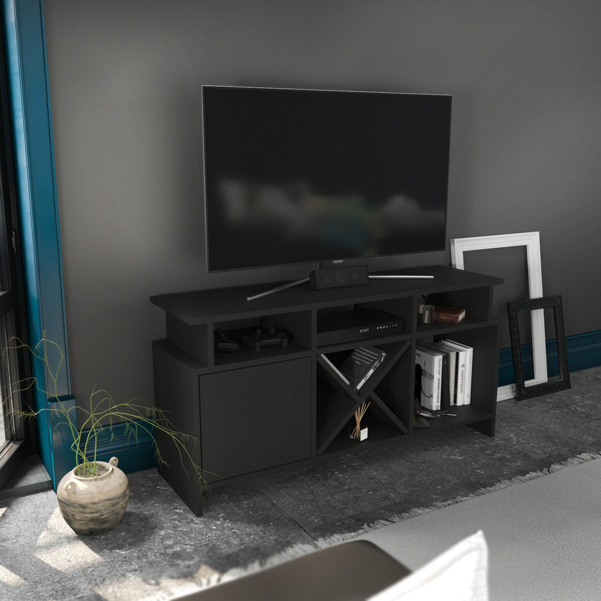 Comodă TV Auburn, Diverse culori, 120x30x61 cm - Antracit | SKU: 322RTC2372 | Comodă TV Auburn, 120x30x61 cm, varianta Antracit, produs pentru amenajarea locuinței, disponibil online în România la CasaMob