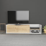 Comodă TV Krog, Diverse culori, 160x35x37 cm - Alb - Stejar | SKU: 322RTC2388 | Comodă TV Krog, 160x35x37 cm, varianta Alb - Stejar, produs pentru amenajarea locuinței, disponibil online în România la CasaMob