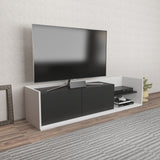 Comodă TV Krog, Diverse culori, 160x35x37 cm - Alb - Antracit | SKU: 322RTC2389 | Comodă TV Krog, 160x35x37 cm, varianta Alb - Antracit, produs pentru amenajarea locuinței, disponibil online în România la CasaMob