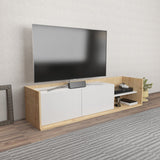 Comodă TV Krog, Diverse culori, 160x35x37 cm - Stejar - Alb | SKU: 322RTC2392 | Comodă TV Krog, 160x35x37 cm, varianta Stejar - Alb, produs pentru amenajarea locuinței, disponibil online în România la CasaMob