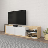 Comodă TV Krog, Diverse culori, 160x35x37 cm - Stejar - Alb | SKU: 322RTC2392 | Comodă TV Krog, 160x35x37 cm, varianta Stejar - Alb, produs pentru amenajarea locuinței, disponibil online în România la CasaMob
