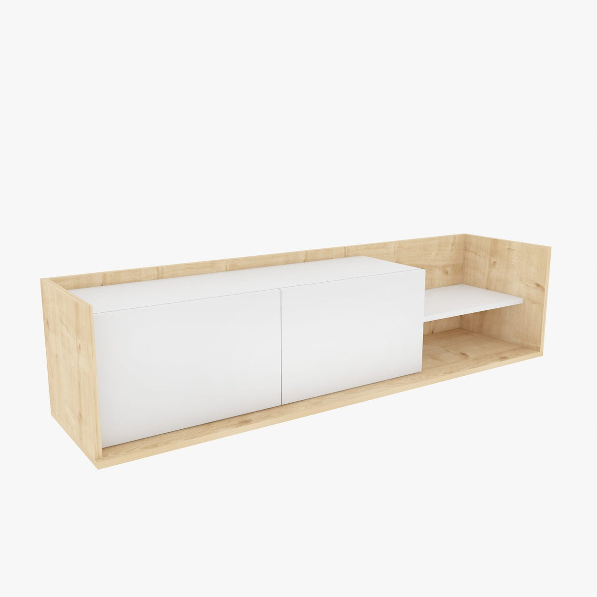 Comodă TV Krog, Diverse culori, 160x35x37 cm - Stejar - Alb | SKU: 322RTC2392 | Comodă TV Krog, 160x35x37 cm, varianta Stejar - Alb, produs pentru amenajarea locuinței, disponibil online în România la CasaMob