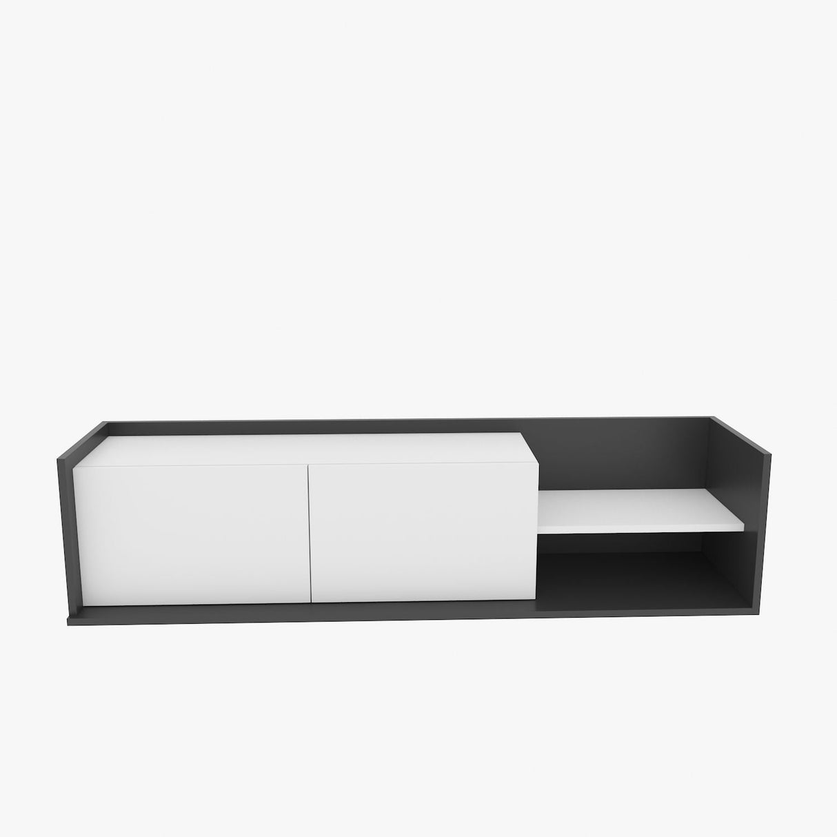 Comodă TV Krog, Diverse culori, 160x35x37 cm - Antracit - Alb | SKU: 322RTC2396 | Comodă TV Krog, 160x35x37 cm, varianta Antracit - Alb, produs pentru amenajarea locuinței, disponibil online în România la CasaMob