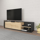 Comodă TV Krog, Diverse culori, 160x35x37 cm - Antracit - Stejar | SKU: 322RTC2397 | Comodă TV Krog, 160x35x37 cm, varianta Antracit - Stejar, produs pentru amenajarea locuinței, disponibil online în România la CasaMob