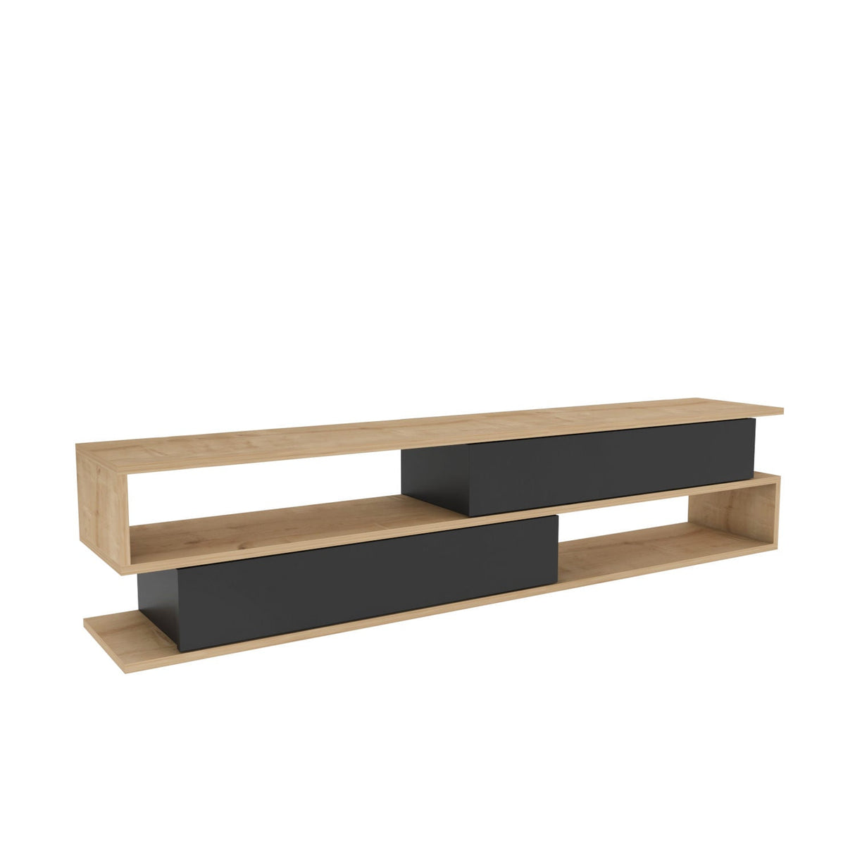 Comodă TV Cortez, Diverse culori, 160x35x39 cm - Stejar - Antracit | SKU: 322RTC2410 | Comodă TV Cortez, 160x35x39 cm, varianta Stejar - Antracit, produs pentru amenajarea locuinței, disponibil online în România la CasaMob