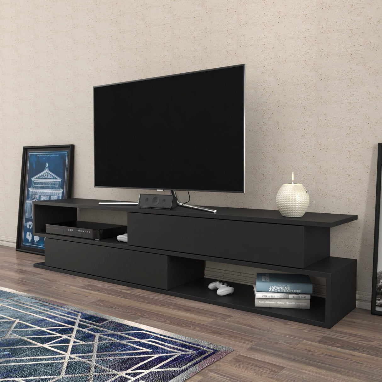 Comodă TV Cortez, Diverse culori, 160x35x39 cm - Antracit | SKU: 322RTC2412 | Comodă TV Cortez, 160x35x39 cm, varianta Antracit, produs pentru amenajarea locuinței, disponibil online în România la CasaMob