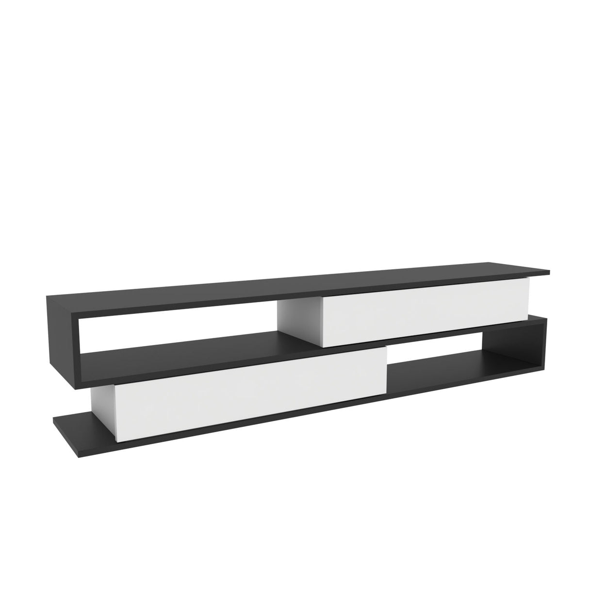 Comodă TV Cortez, Diverse culori, 160x35x39 cm - Antracit - Alb | SKU: 322RTC2413 | Comodă TV Cortez, 160x35x39 cm, varianta Antracit - Alb, produs pentru amenajarea locuinței, disponibil online în România la CasaMob