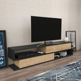 Comodă TV Cortez, Diverse culori, 160x35x39 cm - Antracit - Stejar | SKU: 322RTC2414 | Comodă TV Cortez, 160x35x39 cm, varianta Antracit - Stejar, produs pentru amenajarea locuinței, disponibil online în România la CasaMob